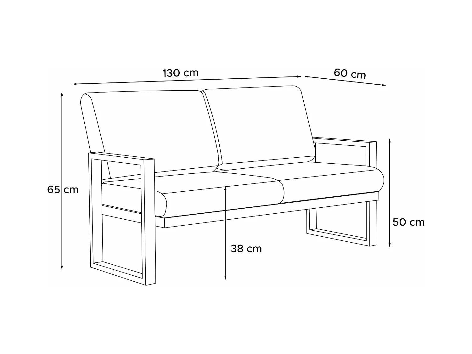 Terrassensofa aus Stahl im Loft-Stil - schwarz - FRENA