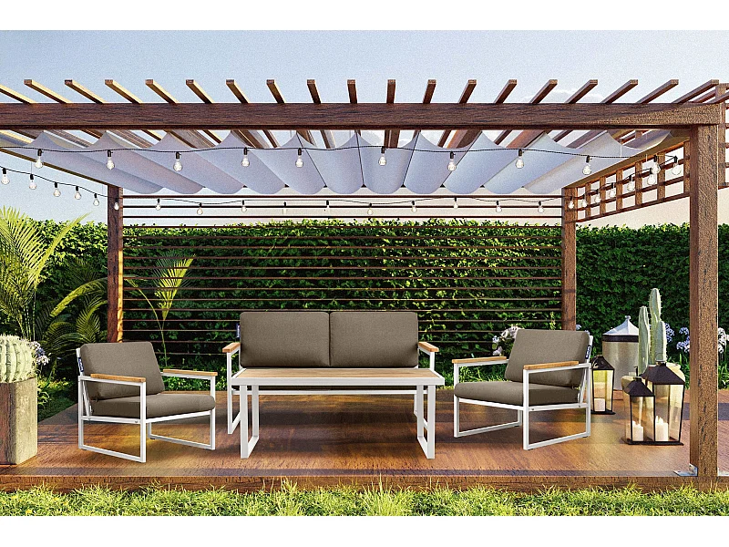 Gartensofa 2 Sitzer im Industriestil - Weiß - TRIBO