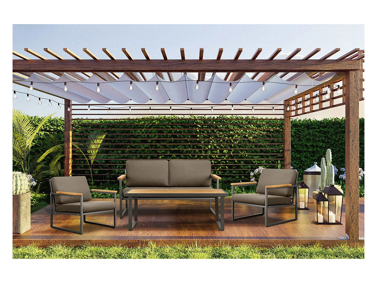 Gartensofa 2 Sitzer im Industriestil - grau - TRIBO