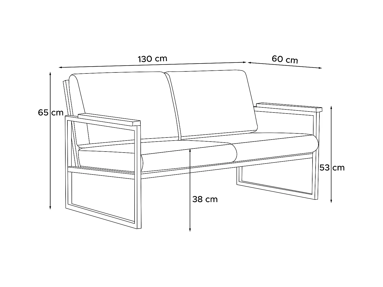Gartensofa 2 Sitzer im Industriestil - grau - TRIBO