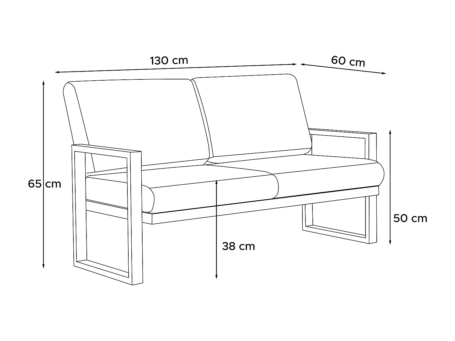 Terrassensofa aus Stahl im Loft-Stil - grau - FRENA