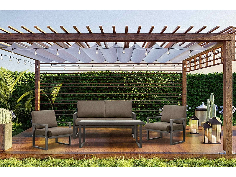 Terrassensofa aus Stahl im Loft-Stil - grau - FRENA