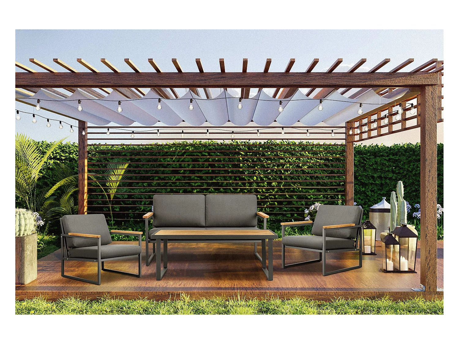 Gartensessel im Loft-Stil - grau - TRIBO