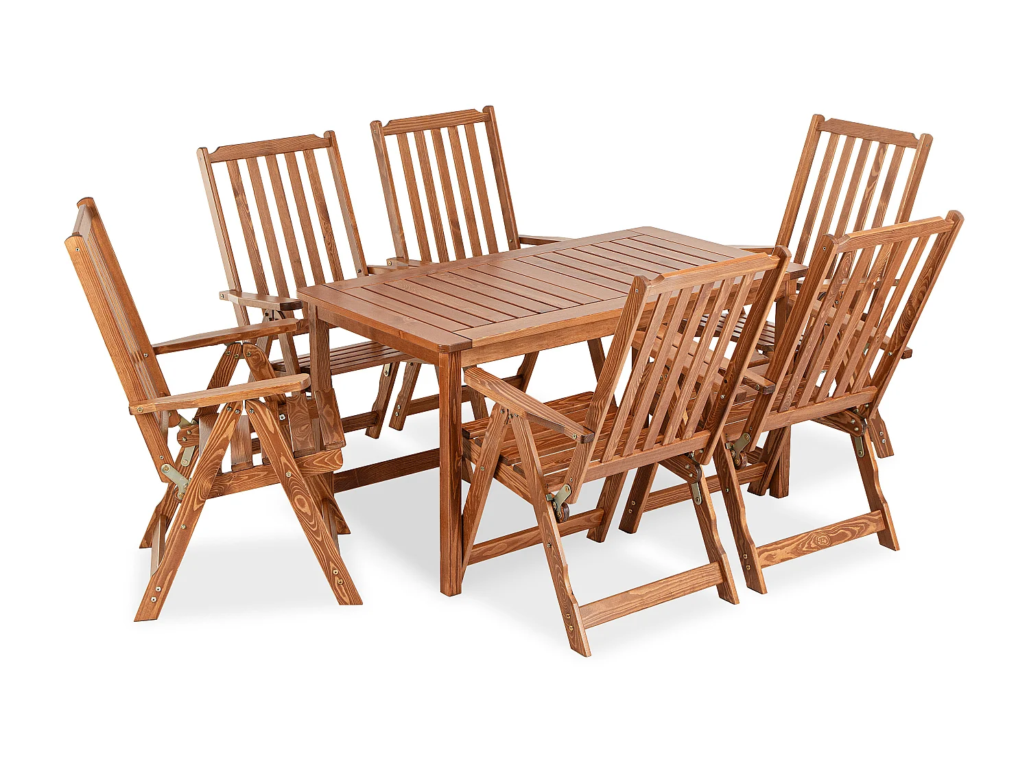 Gartentisch und Stühle Set für 6 Personen - Hergestellt in Europa - FSC-zertifiziert - Handgefertigt -  braun - NYCTERE