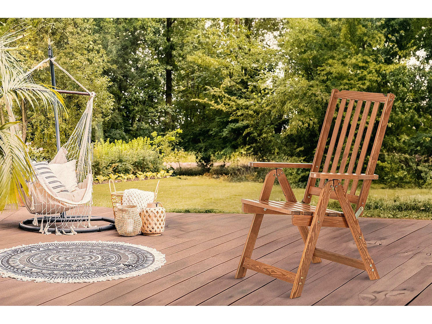 Gartentisch und Stühle Set für 6 Personen - Hergestellt in Europa - FSC-zertifiziert - Handgefertigt -  braun - NYCTERE