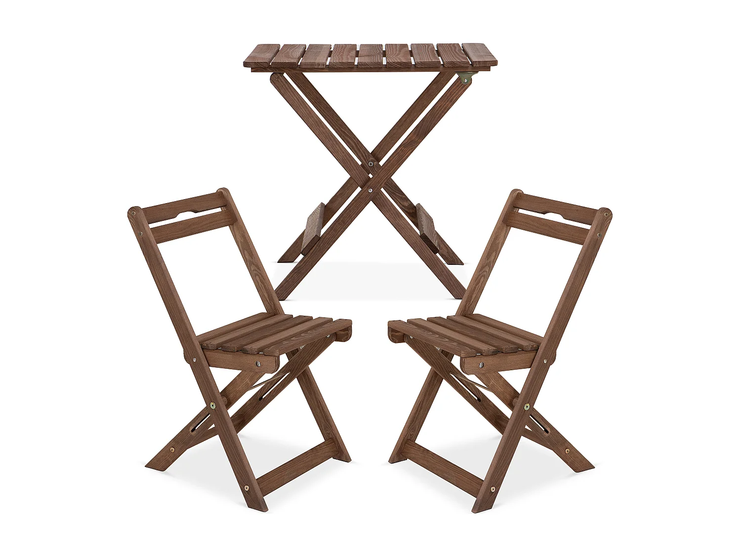 Balkonmöbel aus Kiefernholz für 2 Personen - Hergestellt in Europa - FSC-zertifiziert - Handgefertigt -  braun - MELES