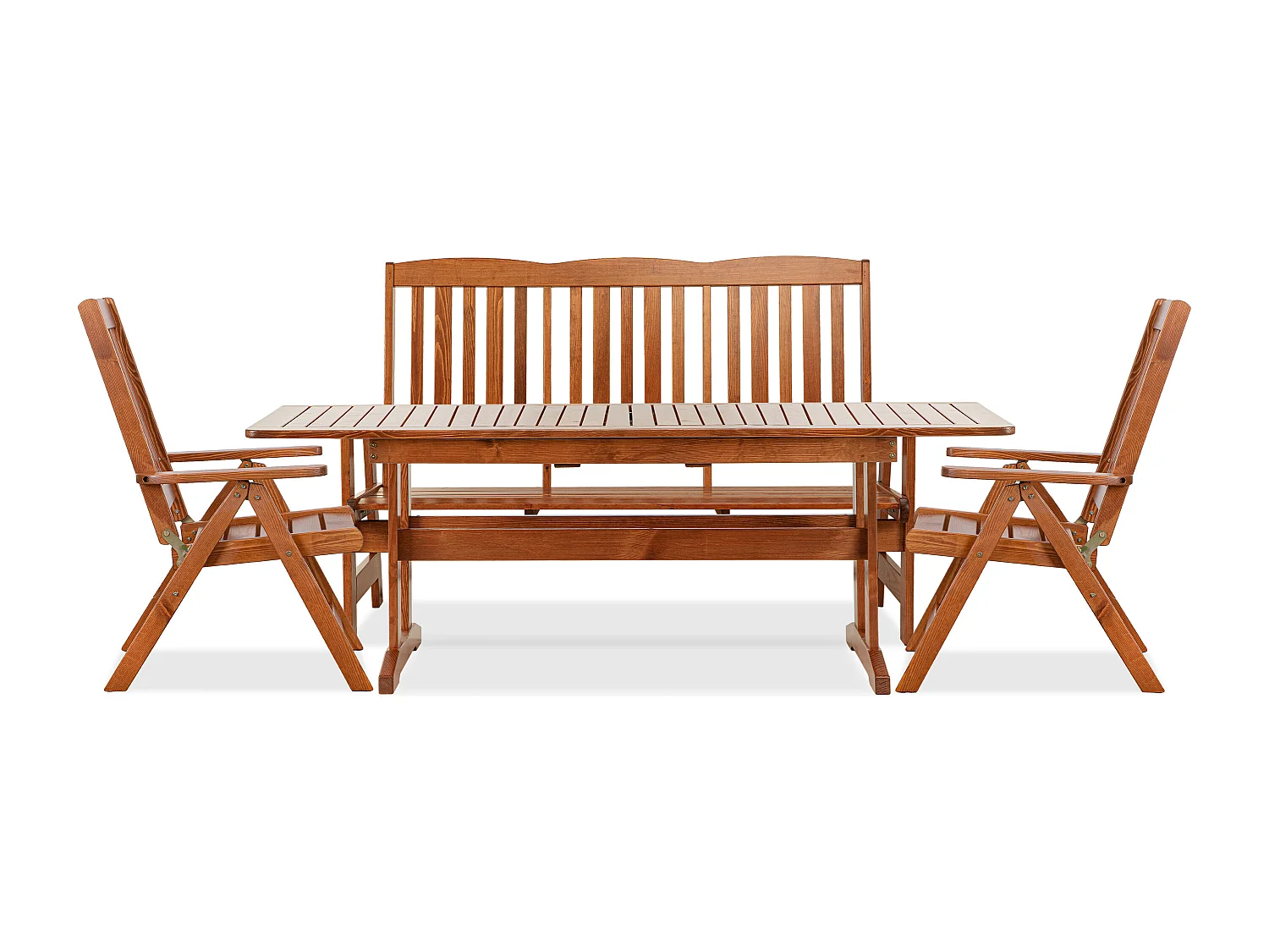 Gartenmöbelset aus massivem Kiefernholz für 5 Personen - Hergestellt in Europa - FSC-zertifiziert - Handgefertigt - braun - ALCES