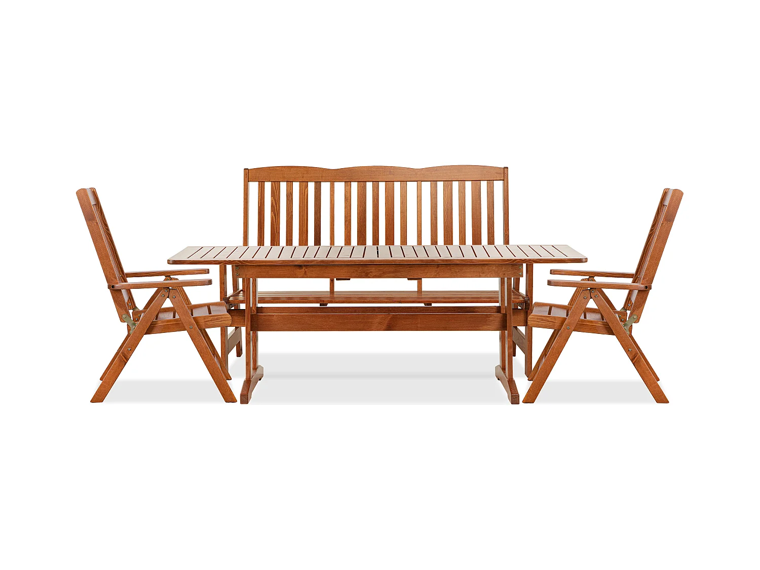 Gartenmöbelset aus massivem Kiefernholz für 5 Personen - Hergestellt in Europa - FSC-zertifiziert - Handgefertigt - braun - ALCES