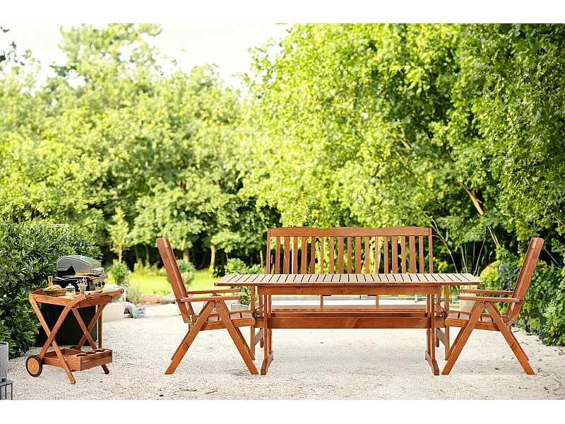 Gartenmöbelset aus massivem Kiefernholz für 5 Personen - Hergestellt in Europa - FSC-zertifiziert - Handgefertigt - braun - ALCES