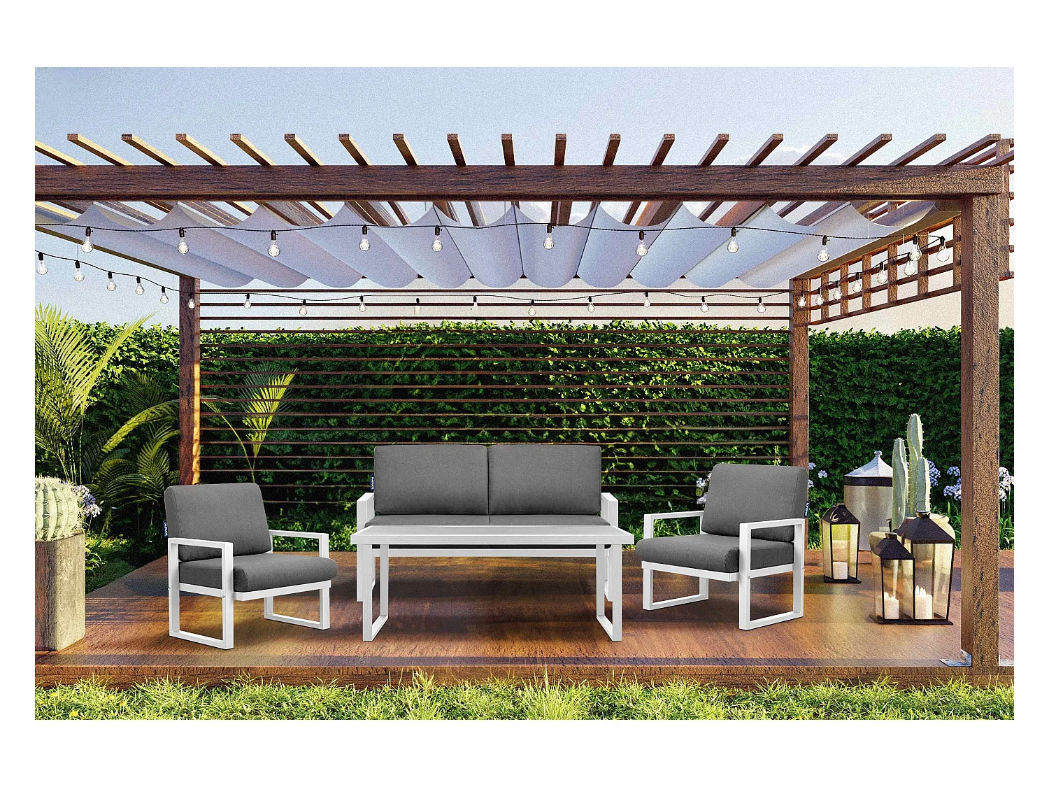 Terrassenmöbel im Loft-Stil - weiß - FRENA