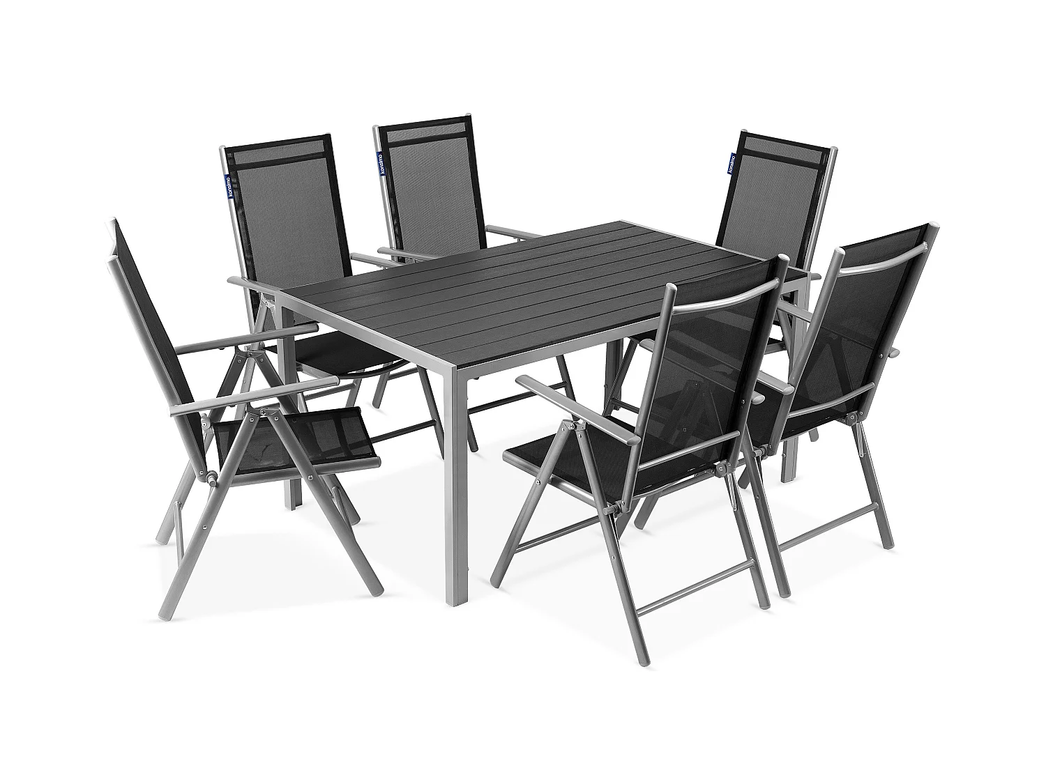 Gartenmöbelset Tisch und Stühle für 6 Personen - schwarz - EPIGE