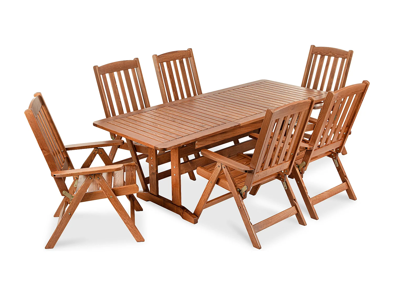 Tisch- und Stuhlse Kiefernholz für 6 Personen - Hergestellt in Europa  - FSC-zertifiziert - Handgefertigt- braun - ALCES