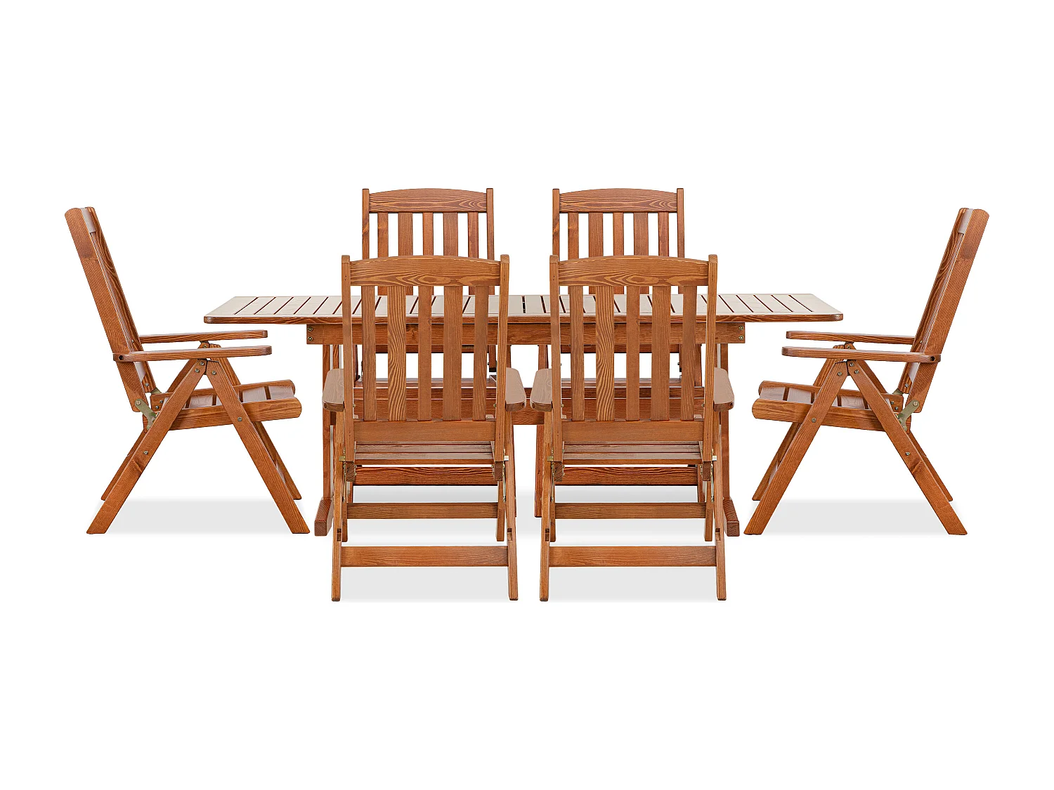 Tisch- und Stuhlse Kiefernholz für 6 Personen - Hergestellt in Europa  - FSC-zertifiziert - Handgefertigt- braun - ALCES