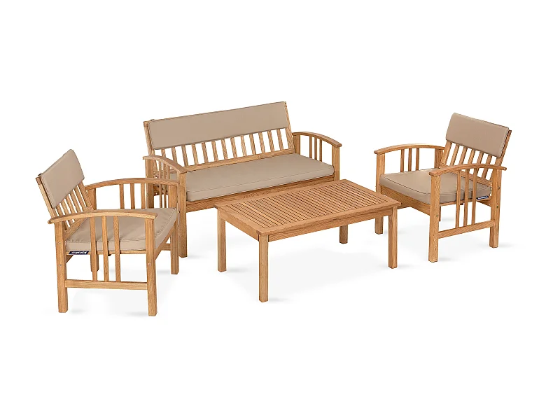 Gartenmöbelset in Holz für 4 Personen - Hergestellt in Europa - FSC-zertifiziert - Handgefertigt - braun - TIMIDUS