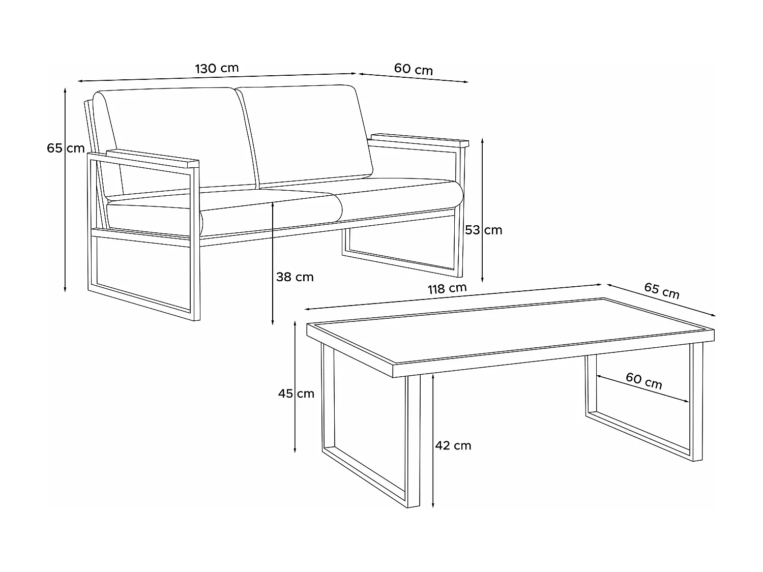 Gartenset im Industriestil für 4 Personen - Anthrazitfarbenes - TRIBO