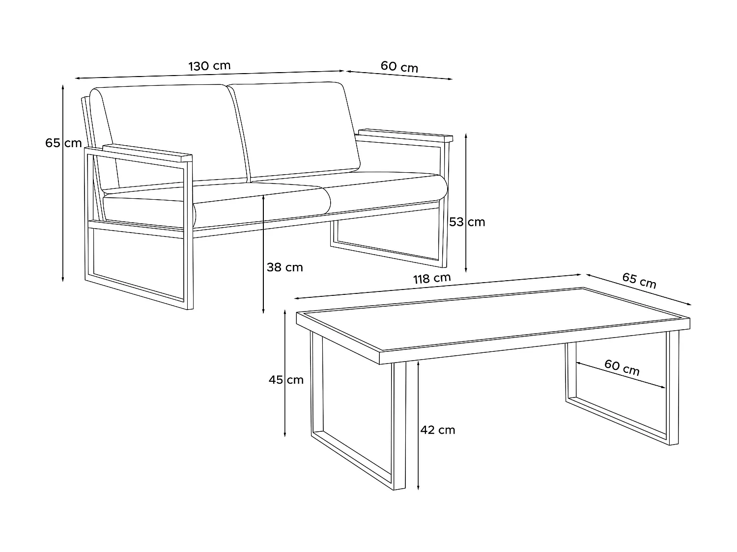 Gartenset im Industriestil für 4 Personen - Anthrazitfarbenes - TRIBO