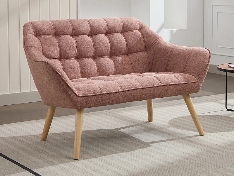 Sofa 2-Sitzer - melierter Stoff - Rosa - CASERTA