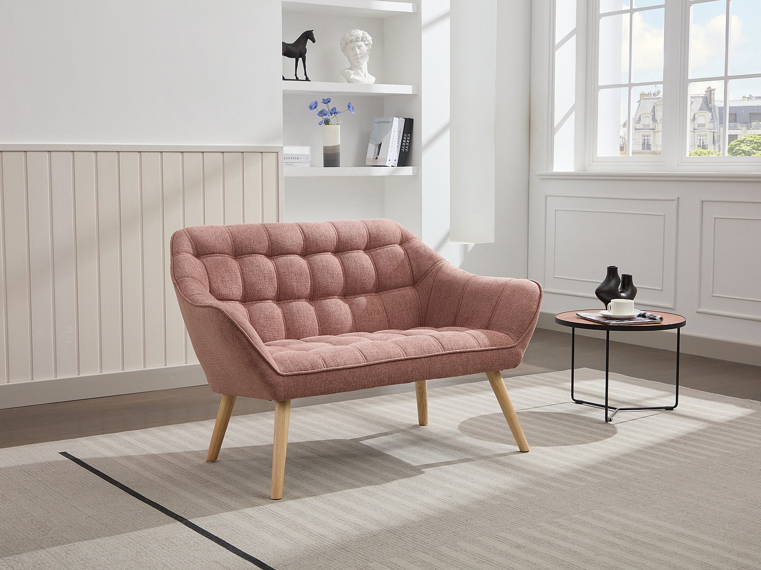 Sofa 2-Sitzer - melierter Stoff - Rosa - CASERTA günstig online kaufen