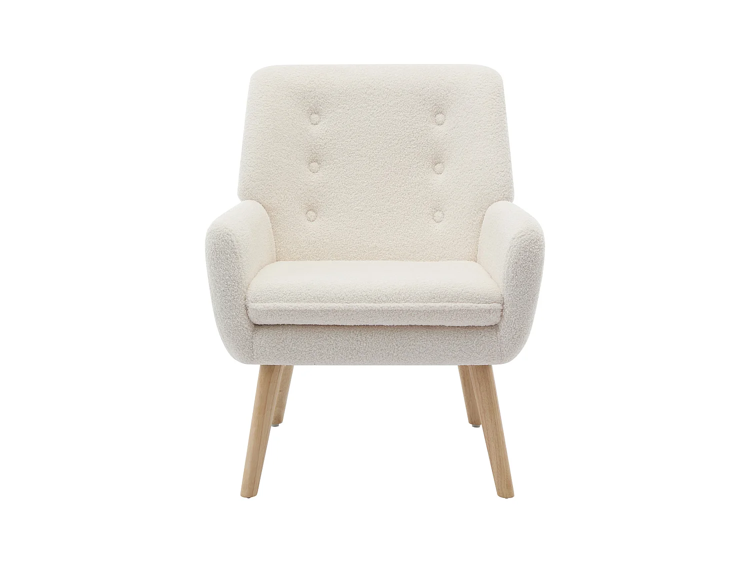 Hvid bouclette stof lænestol SERINO