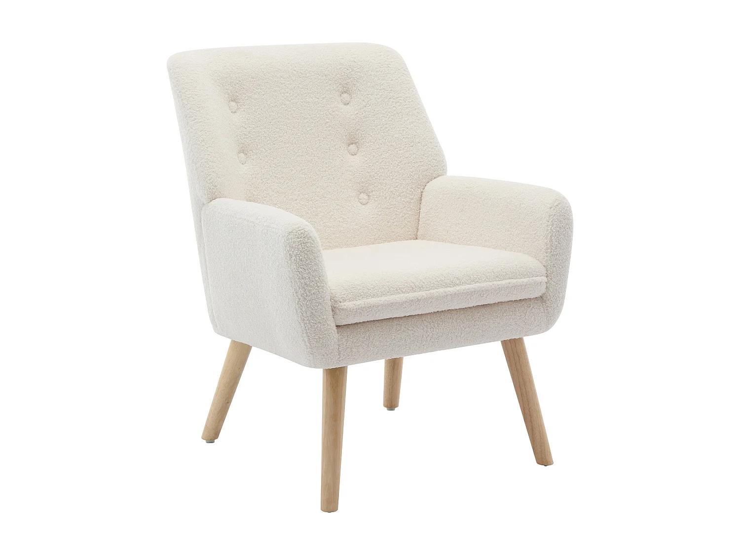 Fauteuil en tissu bouclette blanc SERINO