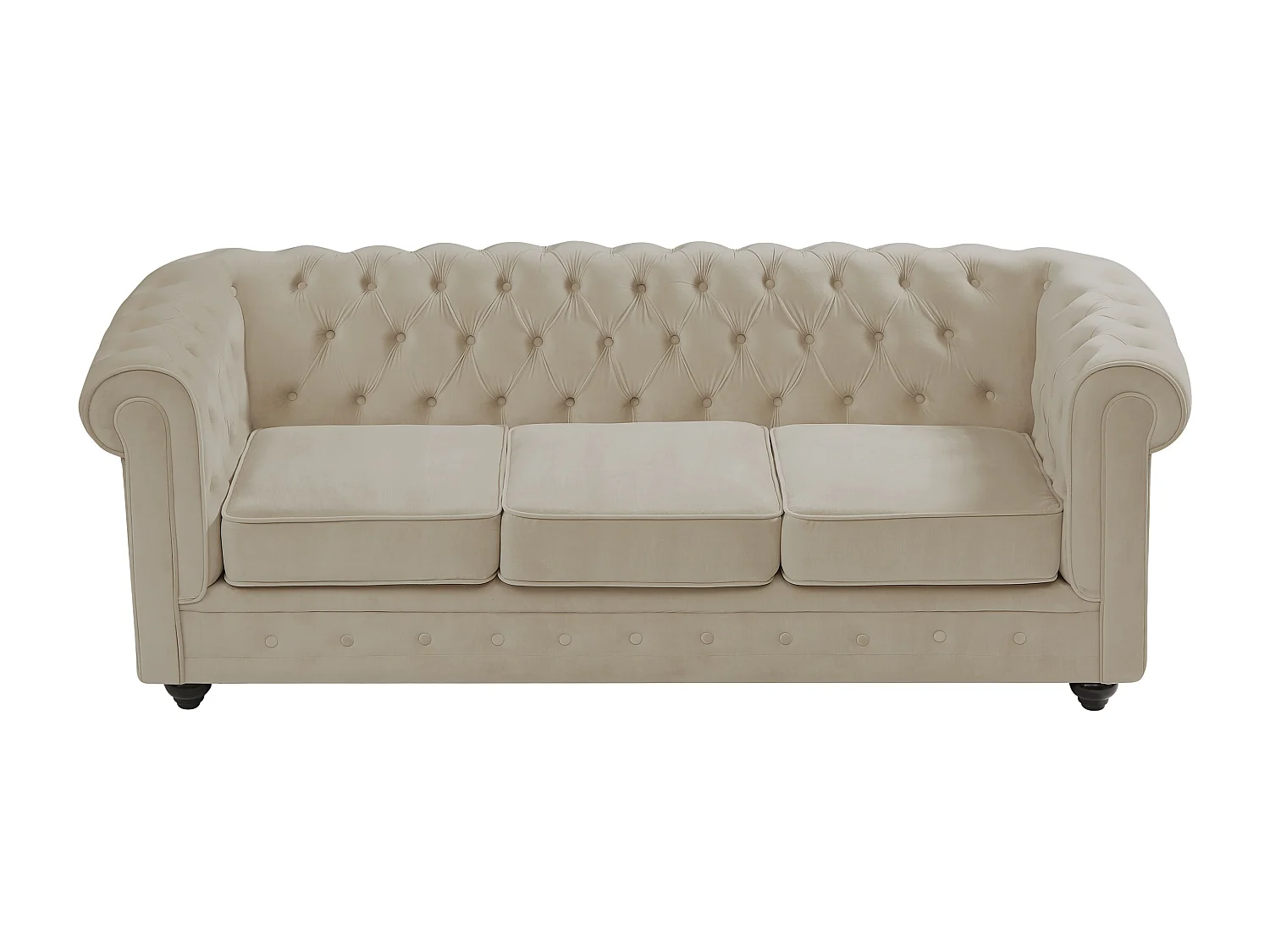Canapé 3 places en velours beige CHESTERFIELD