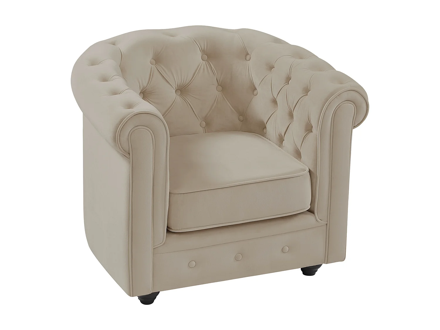 Fauteuil en velours beige CHESTERFIELD