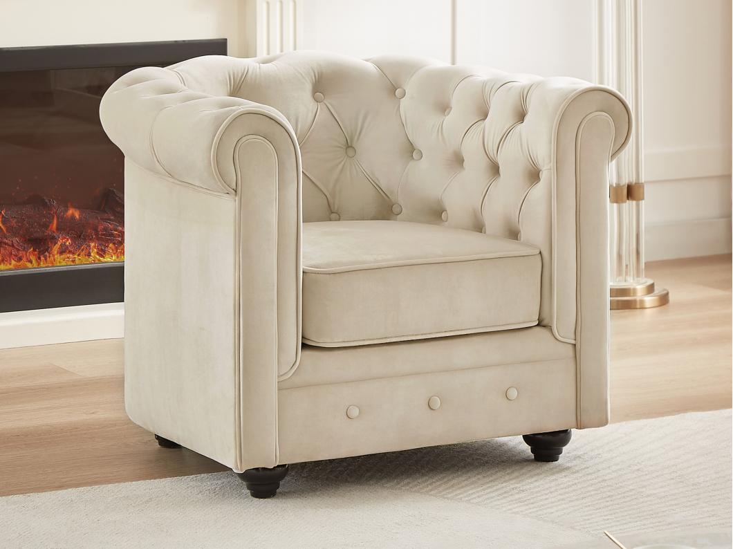 Sessel - Samt - Beige - CHESTERFIELD