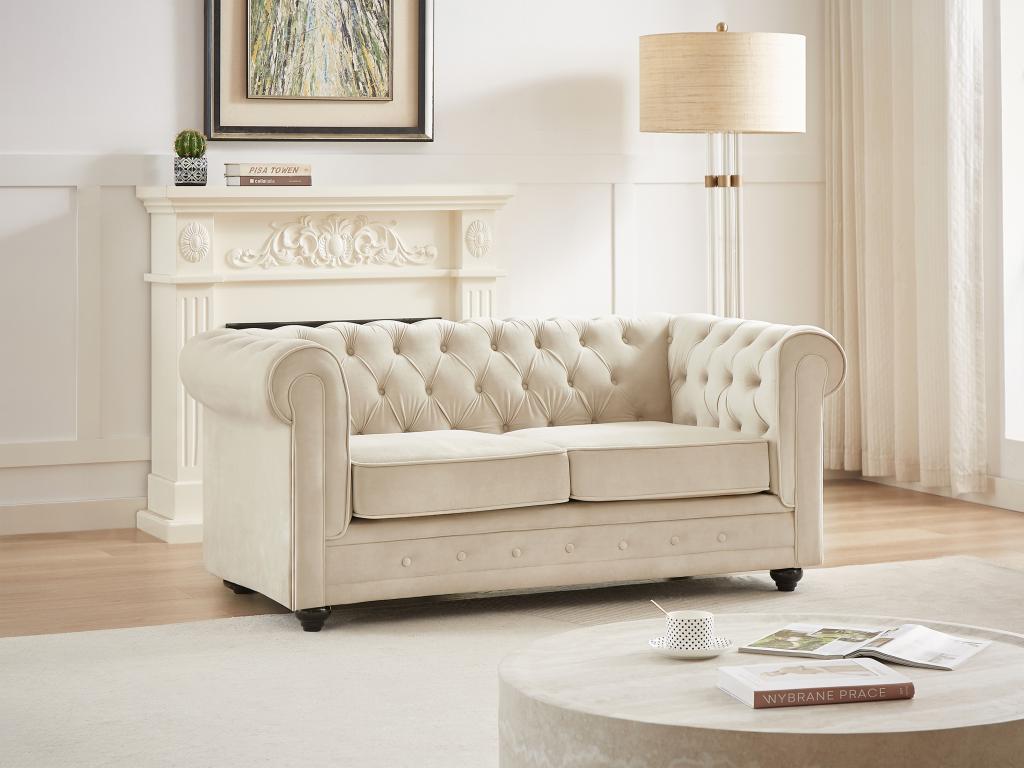 Sofa 2-Sitzer - Samt - Beige - CHESTERFIELD günstig online kaufen
