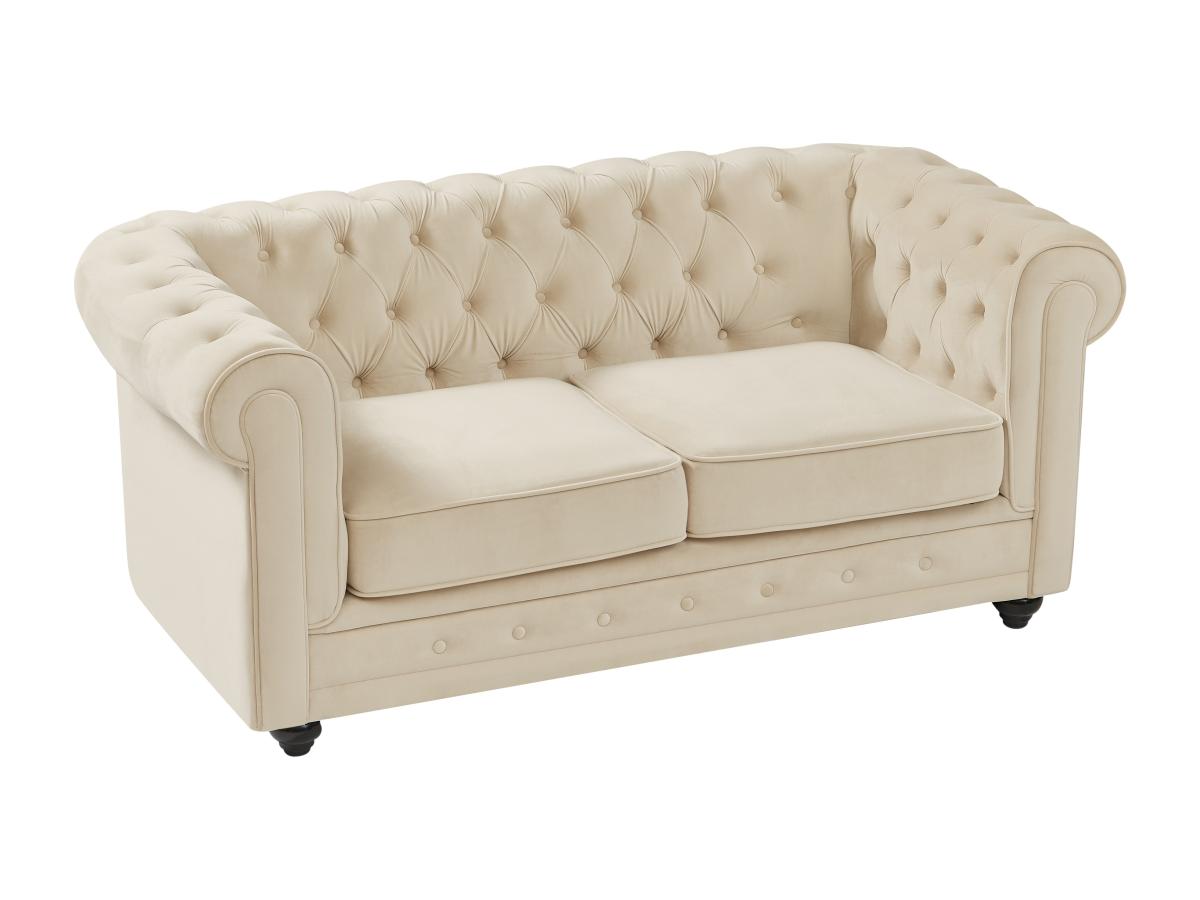 Sofa 2-Sitzer - Samt - Beige - CHESTERFIELD günstig online kaufen