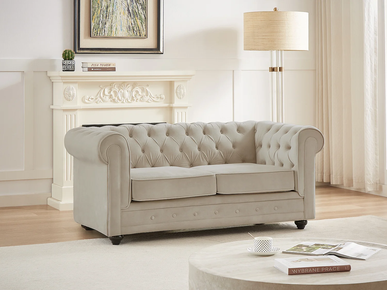 Sofa 2-Sitzer - Samt - Beige - CHESTERFIELD