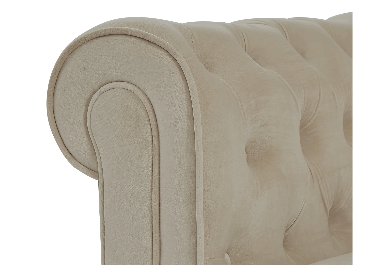 Tweezitsbank van beige velours CHESTERFIELD