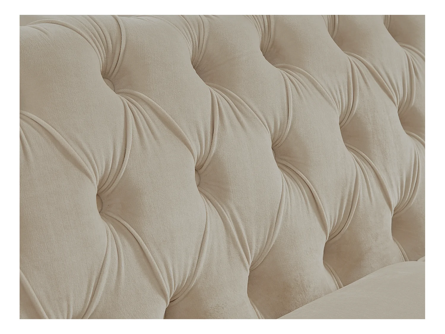 Tweezitsbank van beige velours CHESTERFIELD