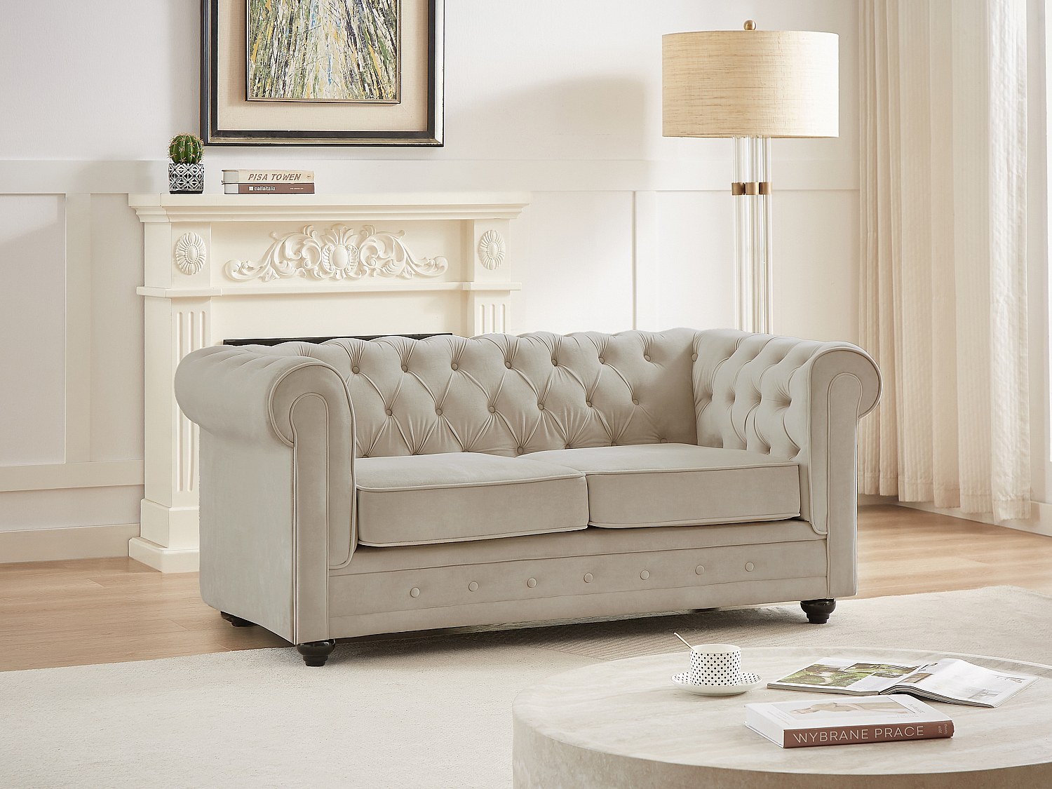 Sofa 2-Sitzer - Samt - Beige - CHESTERFIELD günstig online kaufen