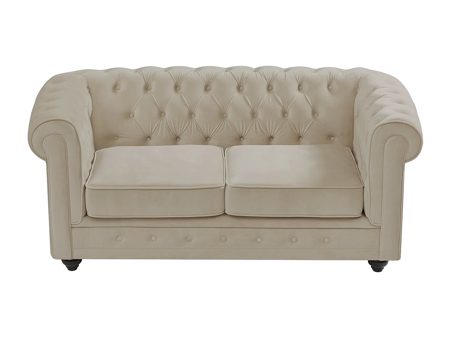 Canapé 2 places en velours beige CHESTERFIELD