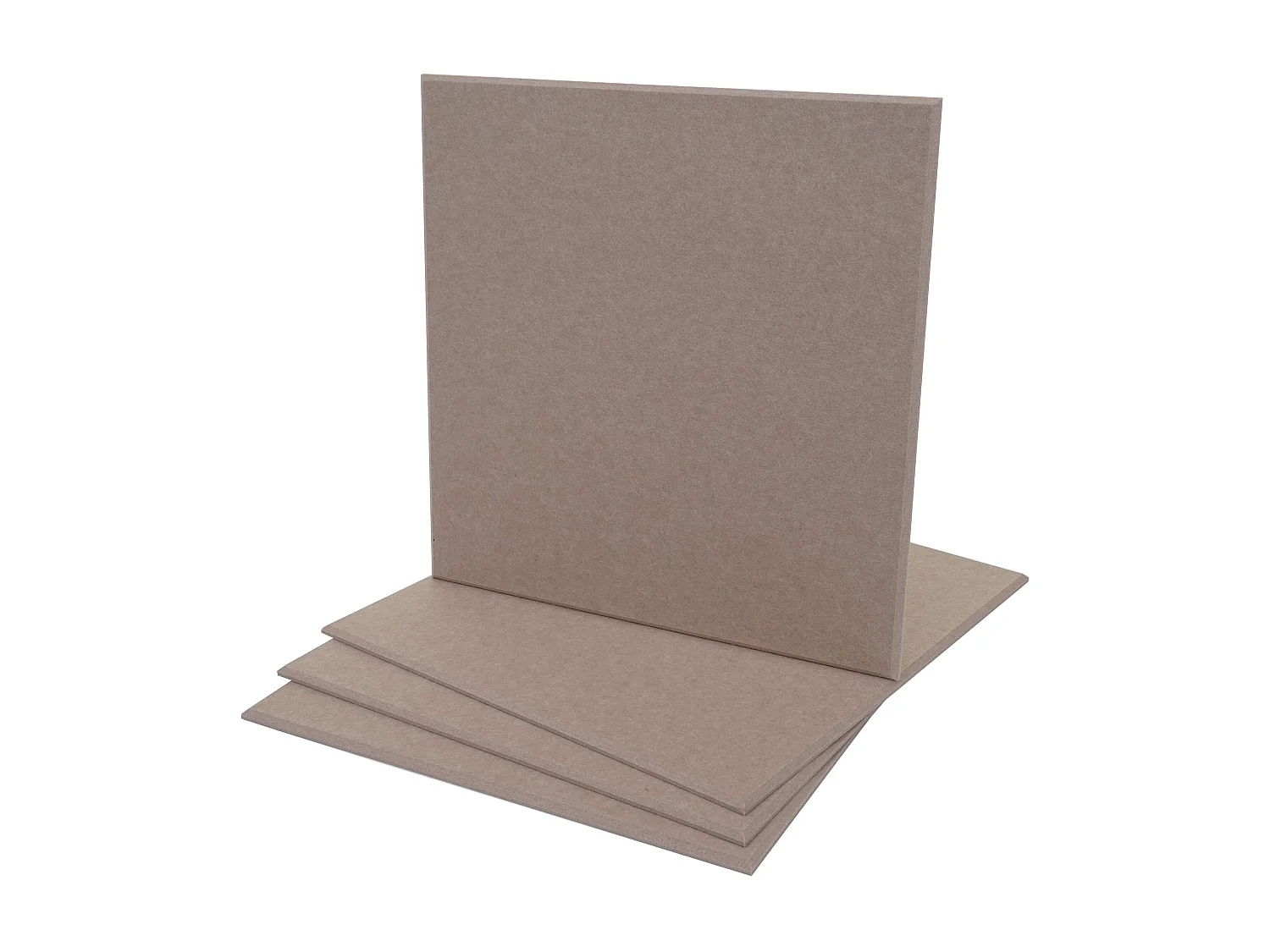 Set 4x pannelli acustici fonoisolanti da parete 50x50cm 1mq MCW-L52 tessuto marrone chiaro