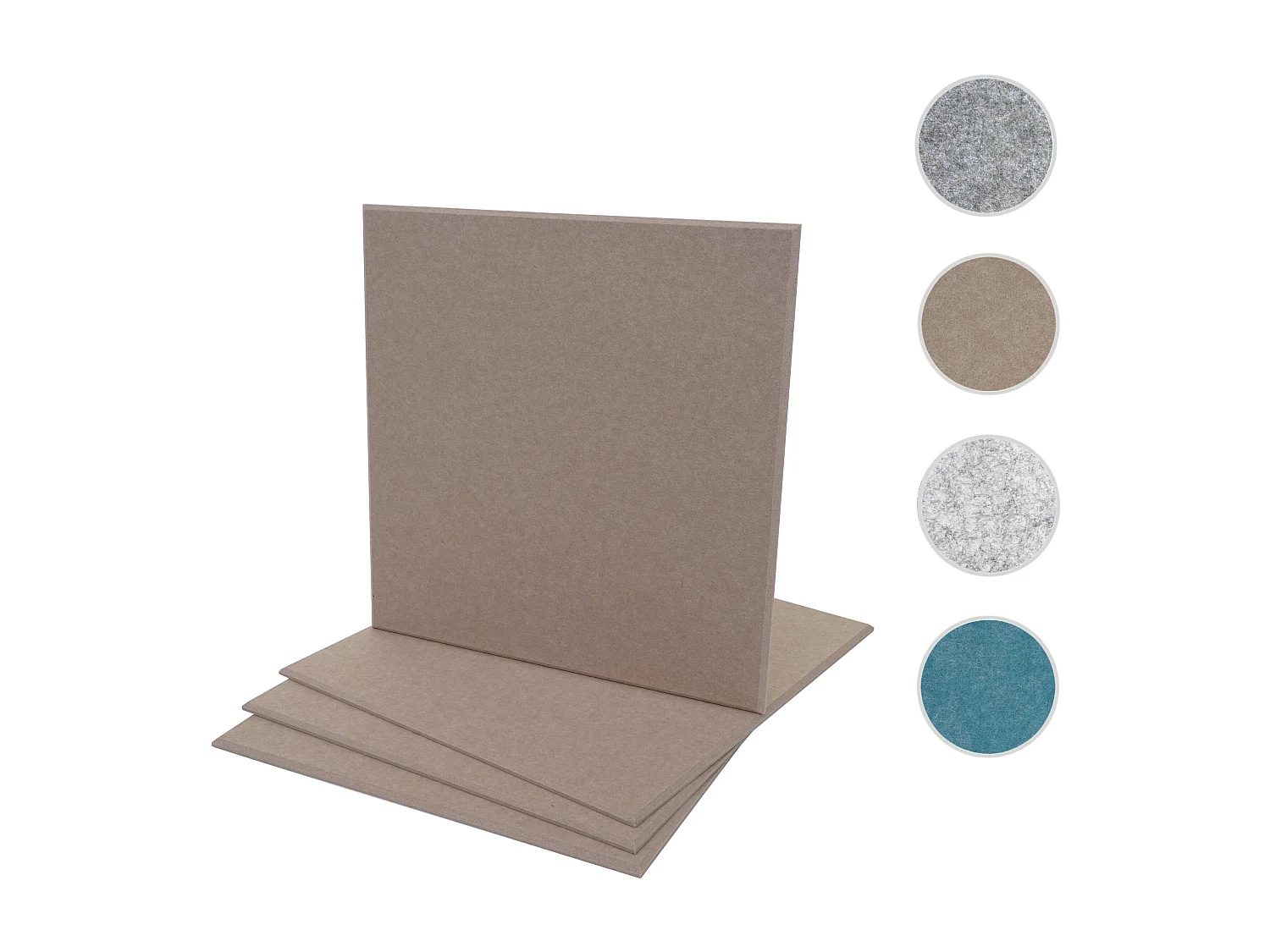 Set 4x pannelli acustici fonoisolanti da parete 50x50cm 1mq MCW-L52 tessuto marrone chiaro