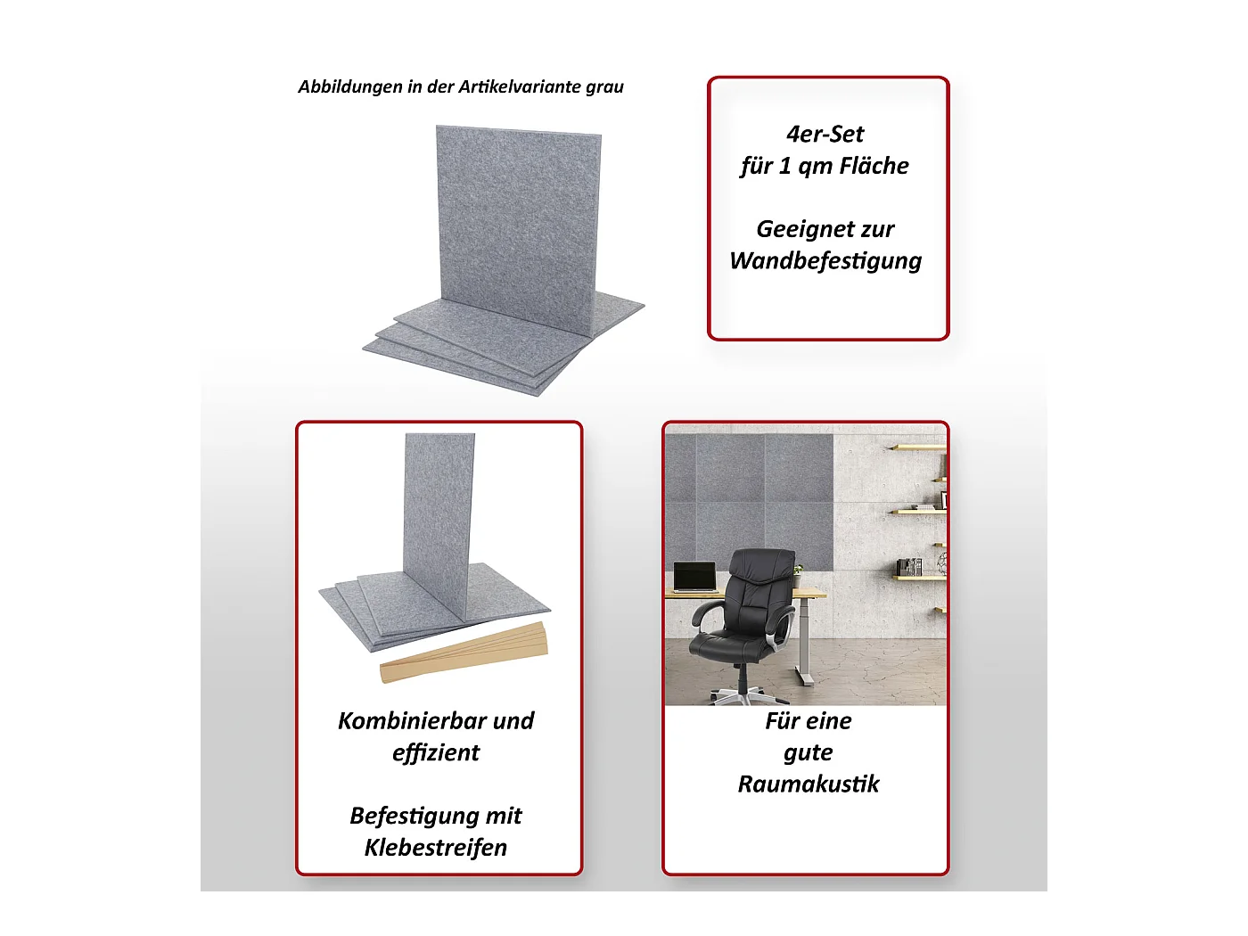 Panneau mural acoustique MCW-L52 (set de 4),  marron clair