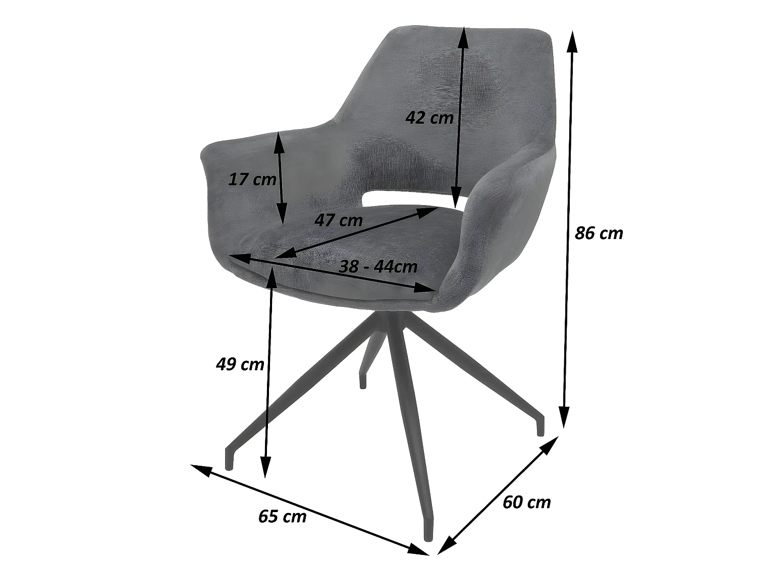 Silla de comedor MCW-M53,  gris oscuro