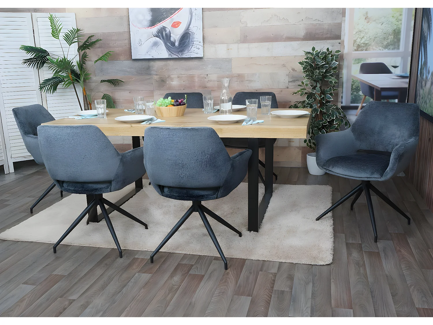 Silla de comedor MCW-M53,  gris oscuro