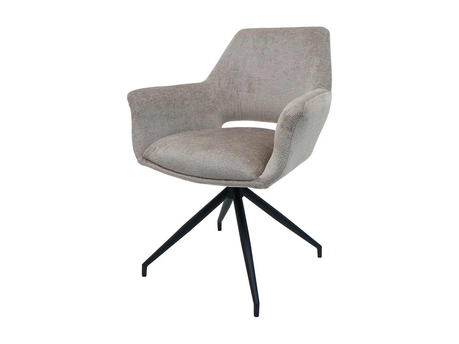 Sedia poltroncina con seduta girevole braccioli MCW-M53 tessuto grigio tortora