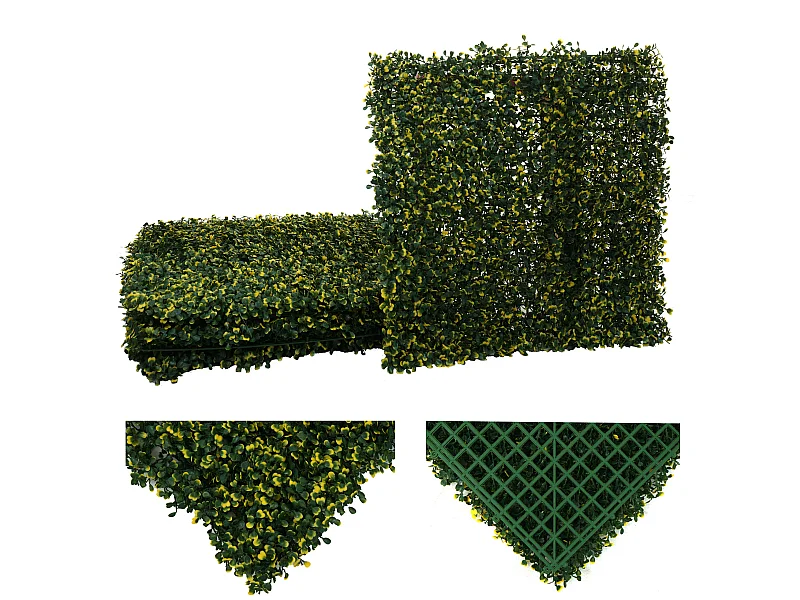 Pannelli erba finta artificiale da parete decorativa privacy antivento MCW-L78 4x 50x50cm = 1m² foglie giallo verdi