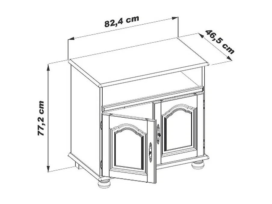 Meuble TV 32 Pouces Chêne Plateau Pivotant et Coulissant L 82 H 77 P 46.5 cm