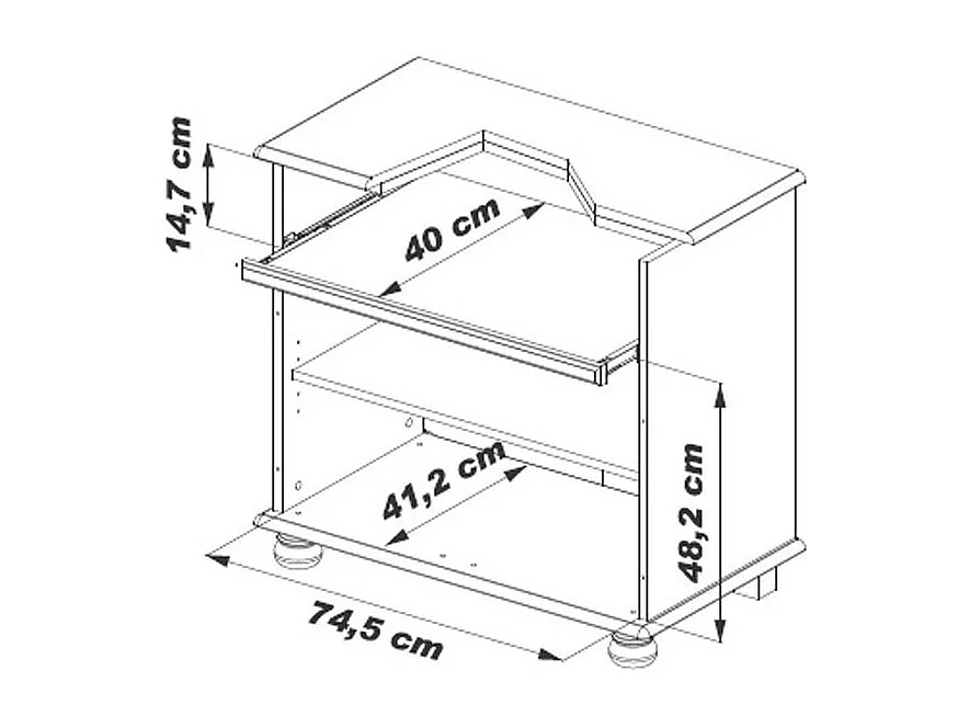 Meuble TV 32 Pouces Chêne Plateau Pivotant et Coulissant L 82 H 77 P 46.5 cm