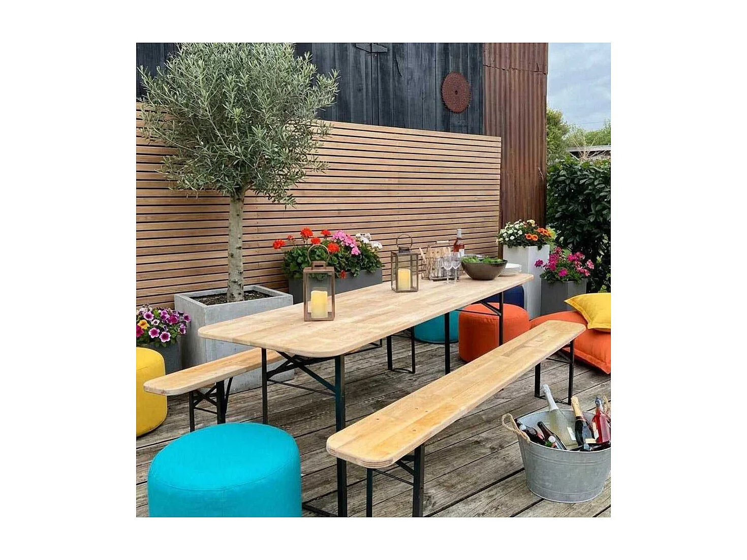 Ensemble table et banc de jardin Brasseur Unitaire