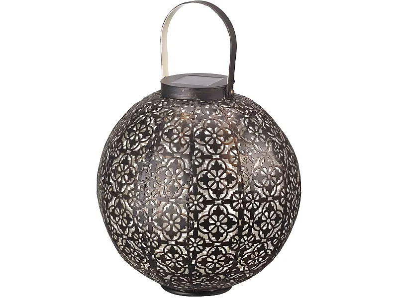 Solarlaterne – Durchbrochenes MetallDamasque – Bronze – Solarenergie – Orientalische Atmosphäre