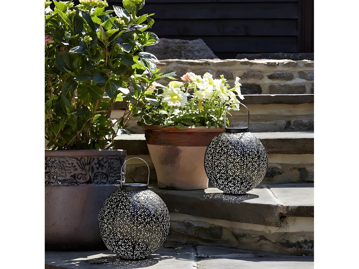 Lanterne solaire à poser en fer Damasque