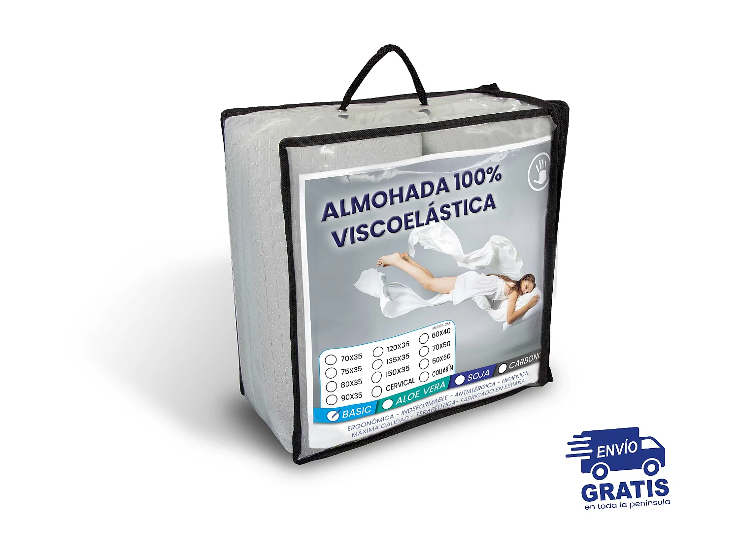 Conjunto de 2 Almohadas Visco Basic de SonnoMattress 90x35