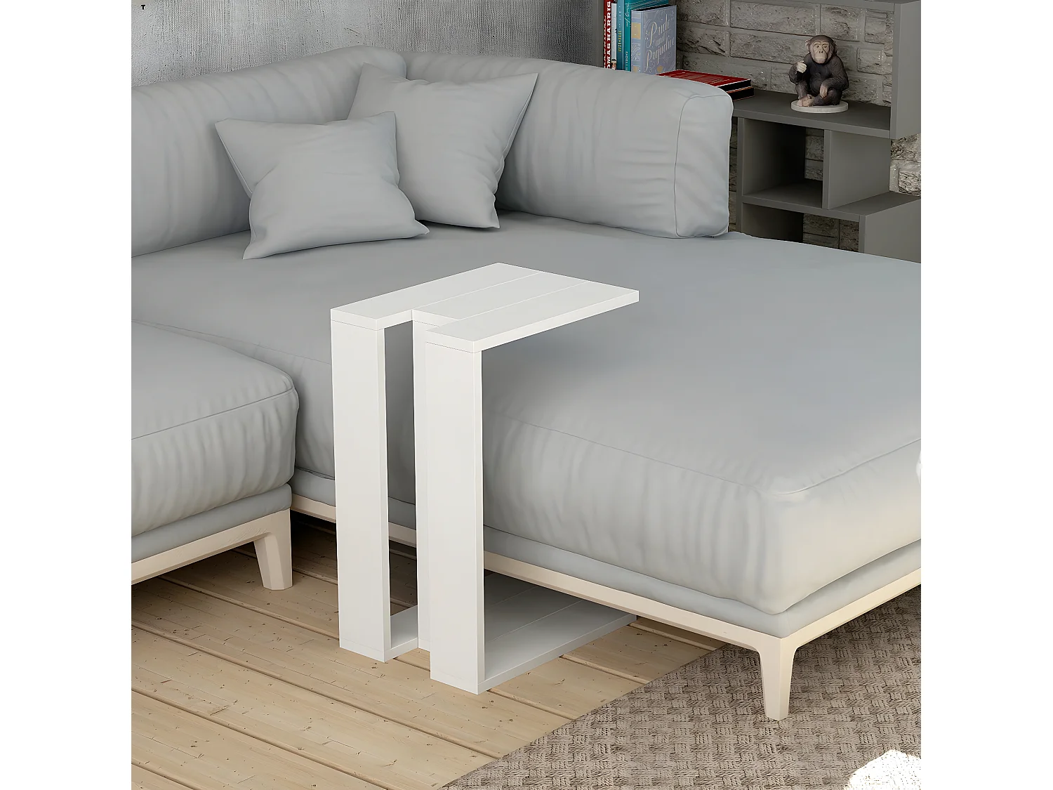 Table d'appoint, Table de salon coloris blanc - longueur 40 x profondeur 30 x hauteur 57cm