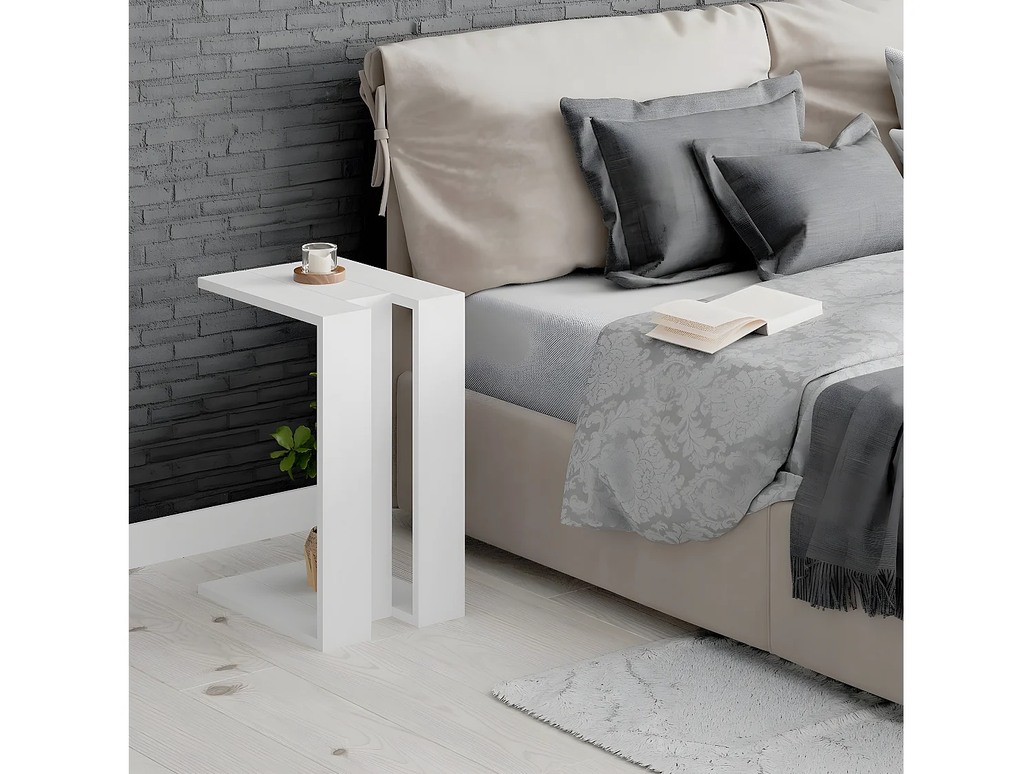 Table d'appoint, Table de salon coloris blanc - longueur 40 x profondeur 30 x hauteur 57cm