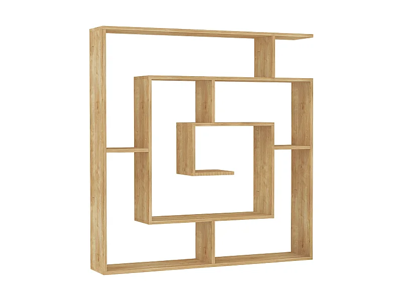 Etagère murale, bibliothèque en bois coloris chêne cambrian - L. 125 x P. 22 x H. 129 cm